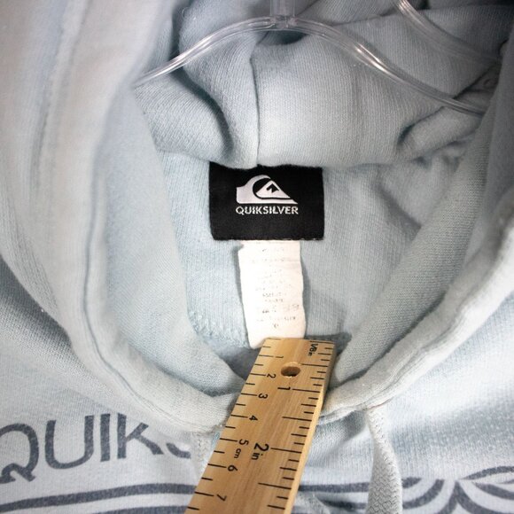 2000s Y2K Pale Blue Quiksilver Graphic Pullover Hoodie - Picture 8 of 10
